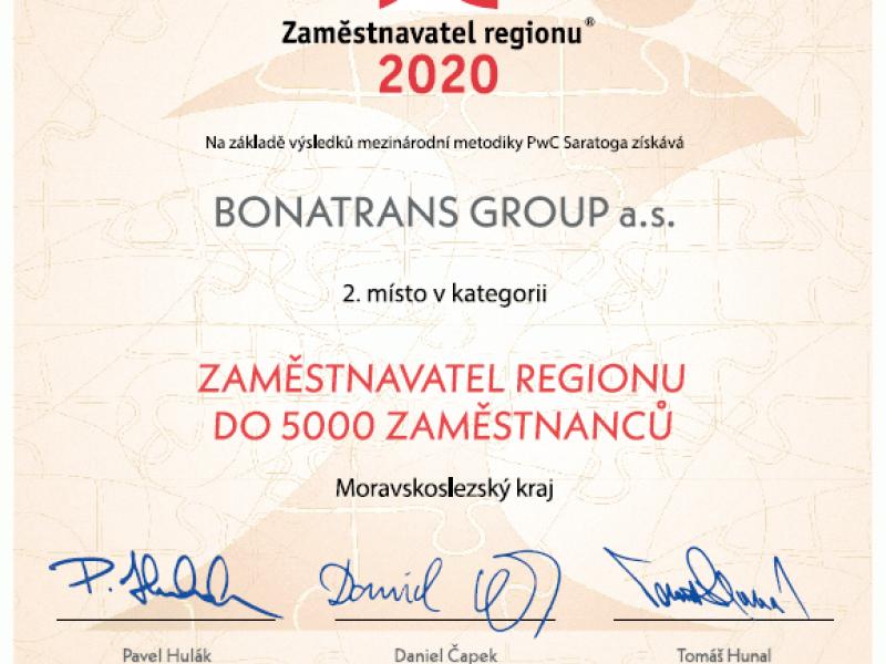News - Ocenění Zaměstnavatel regionu 2020: 2. místo
